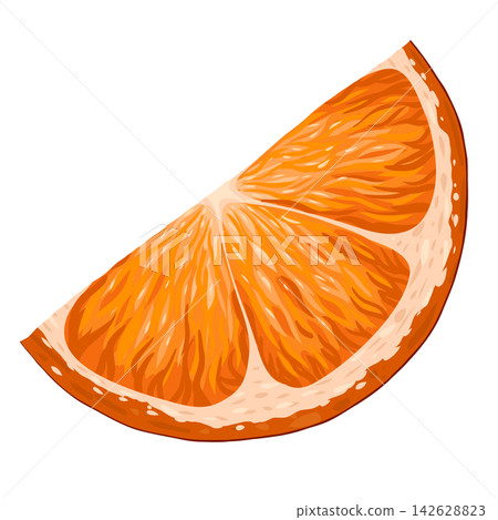 Orange slice clip art. Organic fruit for juice or vitamin C healthy food. Vector illustration isolated on white background. Orange slice clip art. Organic fruit for juice or vitamin C healthy food. Vector illustration isolated on white background. 142628823