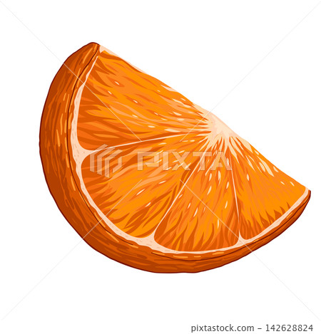 Orange slice clip art. Organic fruit for juice or vitamin C healthy food. Vector illustration isolated on white background. Orange slice clip art. Organic fruit for juice or vitamin C healthy food. Vector illustration isolated on white background. 142628824
