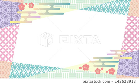 Colorful Japanese pattern frame, Japanese style background, Japanese decorations Colorful Japanese pattern frame, Japanese style background, Japanese decorations 142628918