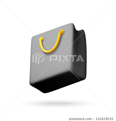 3D Gray shopping bag with yellow handles 3D Gray shopping bag with yellow handles 142629010