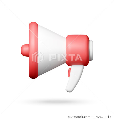 Red and white megaphone 3d icon Red and white megaphone 3d icon 142629017