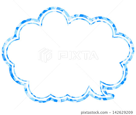 Stained glass style speech bubble, triangular pattern, rounded cloud shape 142629209