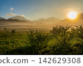 Sunrise and morning clouds shrouded in morning mist from Odashirogahara in Oku-Nikko in early autumn. 142629308
