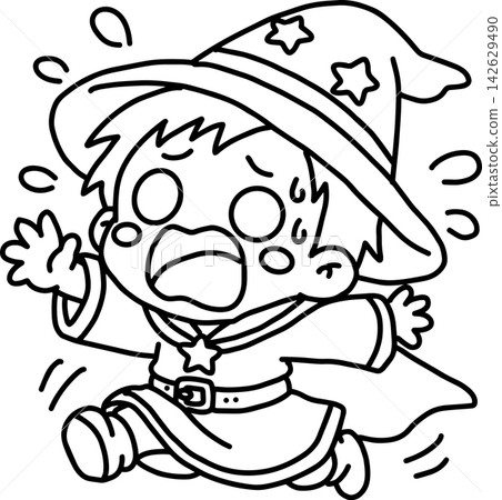 A cute little wizard boy running in a panic A cute little wizard boy running in a panic 142629490