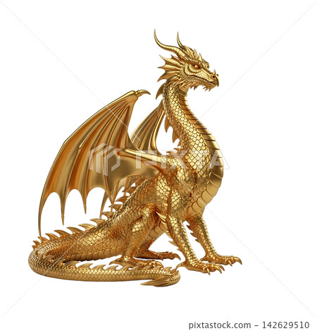 illustration of golden dragon on white background 142629510