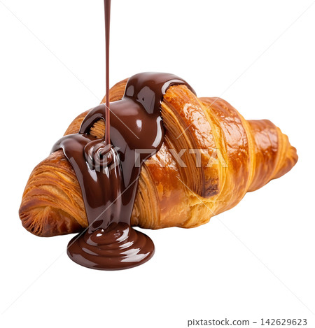tasty fresh tasty croissant in chocolate 142629623