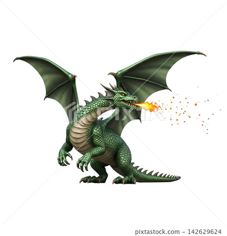 illustration of a dragon with golden dragon 142629624