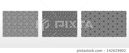 Geometric set of seamless black and gray patterns. Simple vector graphics Geometric set of seamless black and gray patterns. Simple vector graphics 142629902