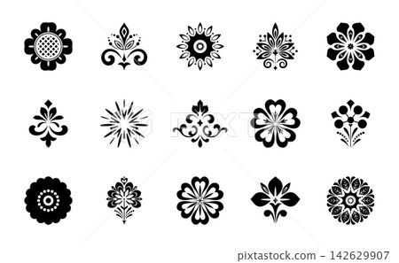 Flower icons set. Isolated elements for design. Vector graphics. Flower collection Flower icons set. Isolated elements for design. Vector graphics. Flower collection 142629907