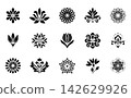 Flower icons set. Isolated elements for design. Vector graphics. Flower collection 142629926