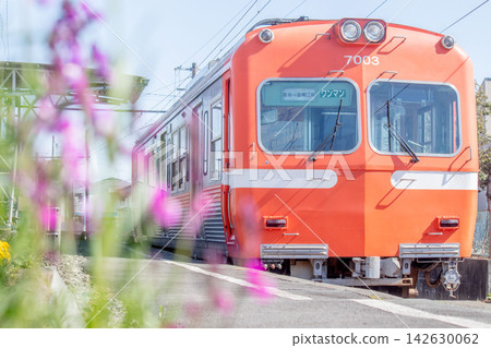 A train stopped at Gakunan-Eno Station. A train stopped at Gakunan-Eno Station. 142630062