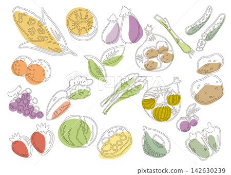 Vegetable and fruit icons Vegetable and fruit icons 142630239