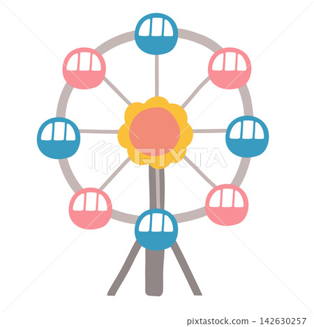 Cute, hand-drawn illustration of a Ferris wheel 142630257