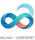 abstract ribbon logo with business card 142630587