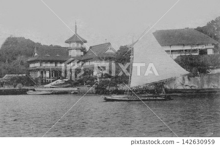 老照片,1933-1945 年,宮城縣松島町:松島公園酒店和觀瀾亭。 老照片,1933-1945 年,宮城縣松島町:松島公園酒店和觀瀾亭。 142630959