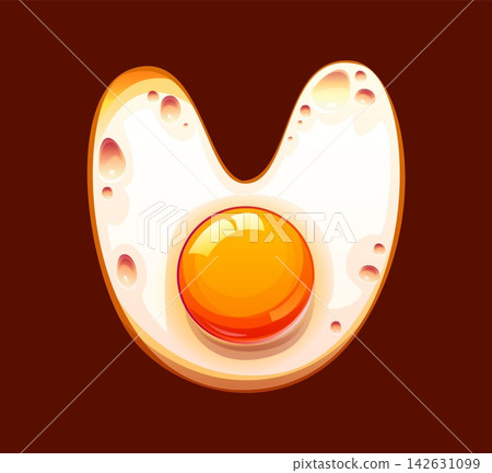 Cartoon cooked egg breakfast kids ABC type, font letter U. Cooked egg breakfast kids ABC typeface font symbol, healthy food English alphabet vector letter. Fried yolk and white typeset letter Cartoon cooked egg breakfast kids ABC type, font letter U. Cooked egg breakfast kids ABC typeface font symbol, healthy food English alphabet vector letter. Fried yolk and white typeset letter 142631099