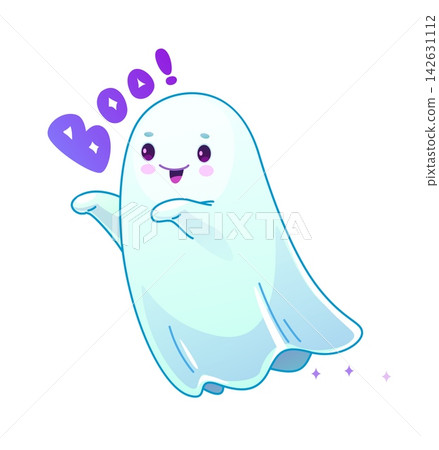 Halloween ghost cheerful kawaii character. Halloween isolated ghost happy character, horror holiday phantom cute cartoon vector mascot. Spirit funny kawaii personage with happy smiling face Halloween ghost cheerful kawaii character. Halloween isolated ghost happy character, horror holiday phantom cute cartoon vector mascot. Spirit funny kawaii personage with happy smiling face 142631112