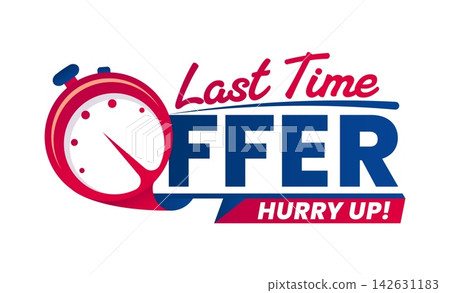 Store last time sale, bargain deal offer deadline badge. Final day price off countdown icon, limited time sale vector label. Last time deal offer tag with red stopwatch and handwritten typography Store last time sale, bargain deal offer deadline badge. Final day price off countdown icon, limited time sale vector label. Last time deal offer tag with red stopwatch and handwritten typography 142631183