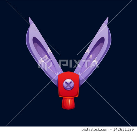 Purple compass school shaped as letter V. Cartoon glossy steel compass with two pointed arms and red pivot forming letter V. Vibrant stationery for kids English alphabet and educational materials 142631189