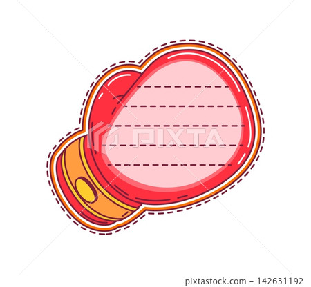 Boxing glove, boxer sport club kids memo note template. Fighting gym planner to do list memo note, boxing equipment child schedule vector label. Sport training scrapbook frame with boxer red glove Boxing glove, boxer sport club kids memo note template. Fighting gym planner to do list memo note, boxing equipment child schedule vector label. Sport training scrapbook frame with boxer red glove 142631192