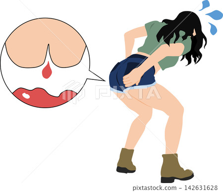 患有痔瘡的女性插圖 患有痔瘡的女性插圖 142631628