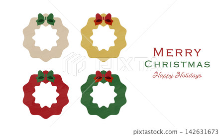 Hand-drawn style Christmas wreath frame material Hand-drawn style Christmas wreath frame material 142631673
