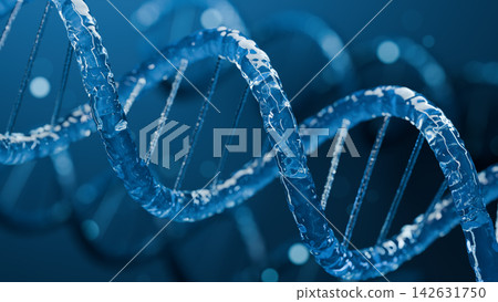 The blue, translucent double helix of DNA 142631750
