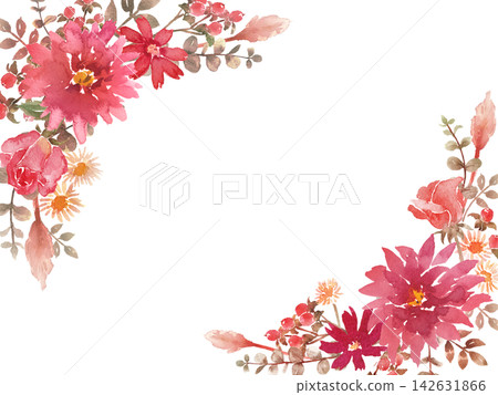 Flower frame material painted in watercolor Flower frame material painted in watercolor 142631866