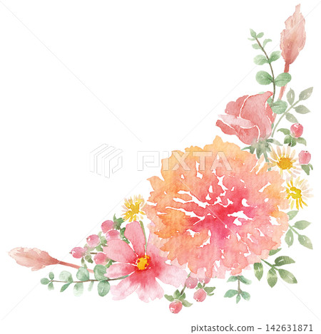 Watercolor, soft-touch flower frame material Watercolor, soft-touch flower frame material 142631871