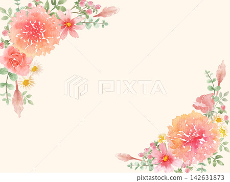 水彩畫，筆觸柔和，搭配花卉邊框。 142631873