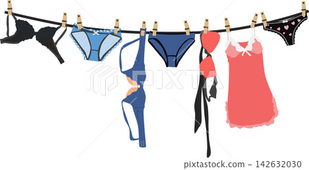 Illustration of hanging laundry Illustration of hanging laundry 142632030