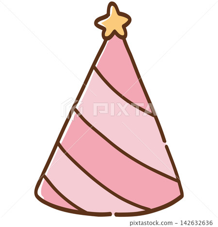 Handdrawn Pink Party Hat Illustration Handdrawn Pink Party Hat Illustration 142632636