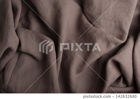 Soft draped dark chocolate brown linen fabric 142632680