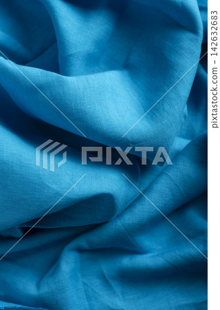 Draped Turquoise Blue Linen Cloth Background Draped Turquoise Blue Linen Cloth Background 142632683