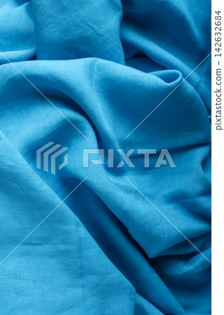 Draped Turquoise Blue Linen Cloth Background 142632684
