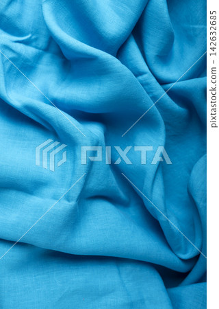 Draped Turquoise Blue Linen Cloth Background 142632685
