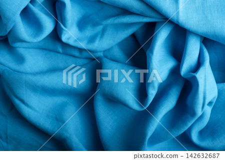 Turquoise Blue Linen Fabric Folds Turquoise Blue Linen Fabric Folds 142632687