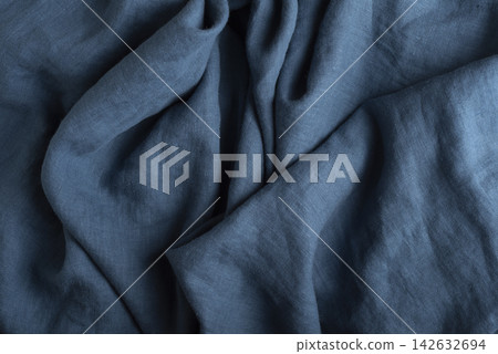 Blue Linen Fabric Texture Background 142632694