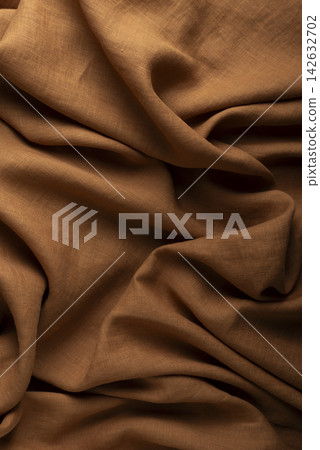 Rust Brown Linen Fabric Folds Rust Brown Linen Fabric Folds 142632702