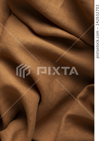 Rust Brown Linen Fabric Folds Rust Brown Linen Fabric Folds 142632703