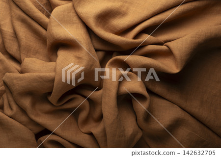 Rust Brown Linen Fabric Folds 142632705