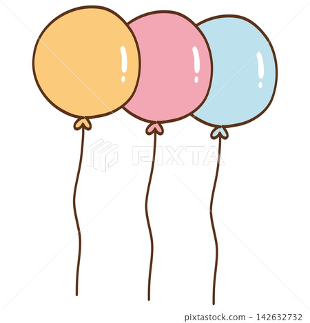 Three Handdrawn Balloons Three Handdrawn Balloons 142632732