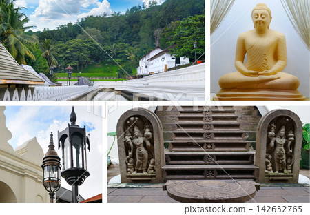 Sri Lanka Temple Collage with Golden Buddha Statue and Ancient Carvings Asian Buddhist Temple Architecture and Golden Buddha Statue Grid Collage Sri Lanka Temple Collage with Golden Buddha Statue and Ancient Carvings Asian Buddhist Temple Architecture and Golden Buddha Statue Grid Collage 142632765