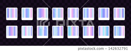 Iridescent gradient swatches. Rainbow metallic palette with holographic colors. Vector illustration Iridescent gradient swatches. Rainbow metallic palette with holographic colors. Vector illustration 142632791