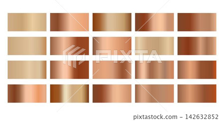 Cooper gradients set. Metallic cooper gradients. Elegant gradients collection, foil texture, colour swatches golden gradient,pattern,template.Set of colors for design,collection Cooper gradients set. Metallic cooper gradients. Elegant gradients collection, foil texture, colour swatches golden gradient,pattern,template.Set of colors for design,collection 142632852