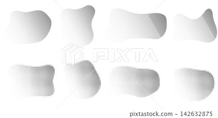 Dotwork abstract noise fluid grain gradient fluent elements. Dotwork stipple halftone effect pointilism gradient. Dotted set of shapes, stipple elements. Vector background Dotwork abstract noise fluid grain gradient fluent elements. Dotwork stipple halftone effect pointilism gradient. Dotted set of shapes, stipple elements. Vector background 142632875