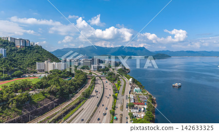 Sept 7 2026 Hong Kong view of Ma Liu Shui pier and highway 142633325