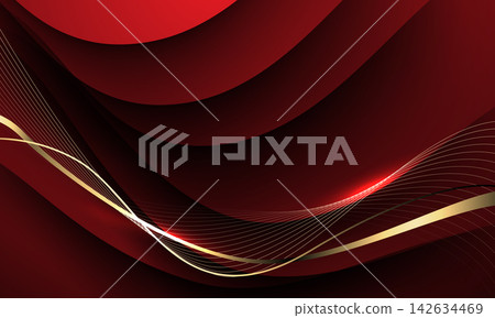 Abstract luxury golden lines curve wave on red background vector Abstract luxury golden lines curve wave on red background vector 142634469