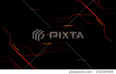 Abstract red line power cyber technology futuristic geometric design modern on black background vector Abstract red line power cyber technology futuristic geometric design modern on black background vector 142634494