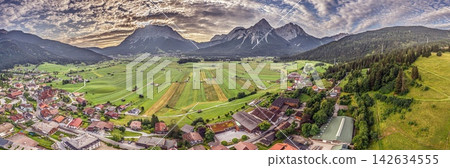 Allgau Alps and Oberstdorf valley in dramatic sunset light Allgau Alps and Oberstdorf valley in dramatic sunset light 142634555